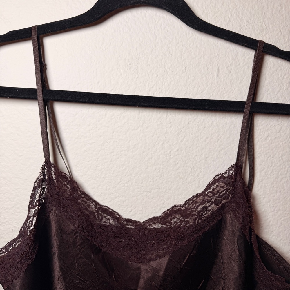 Self Esteem Brown Lace Camisole Satin Slip Top Y2K Coquette Layering Cami - Picture 6 of 14
